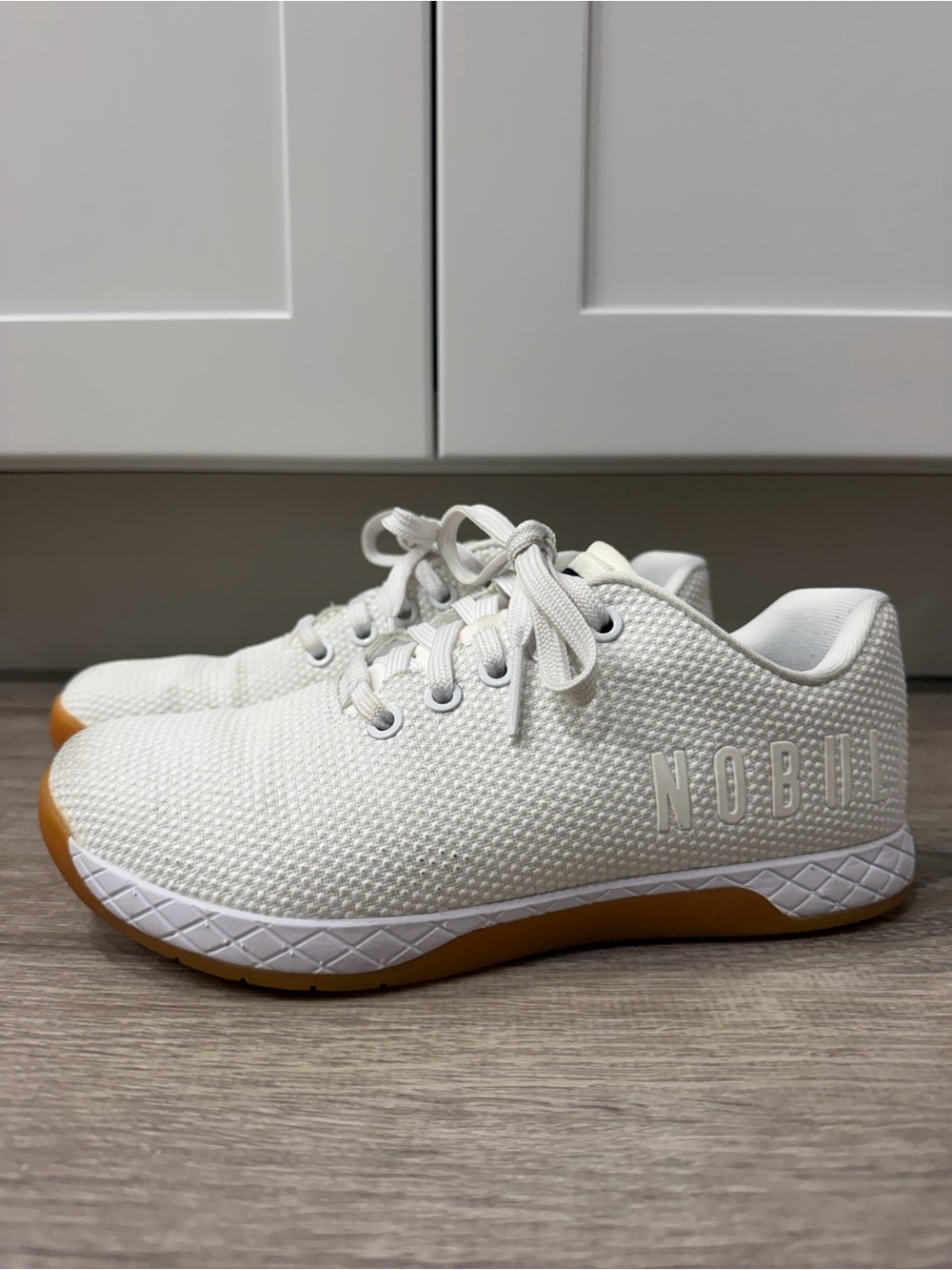 NOBULL Women’s White Knit Sneakers with Gum Outsole
